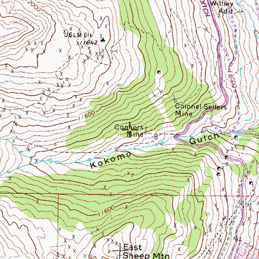 Topographic Map of Connors Mine, CO