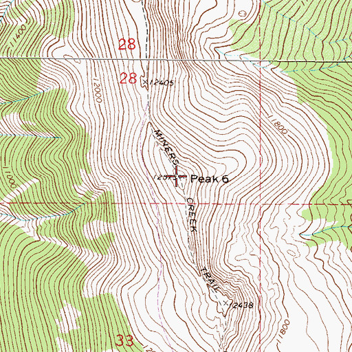 Topographic Map of Peak Six, CO