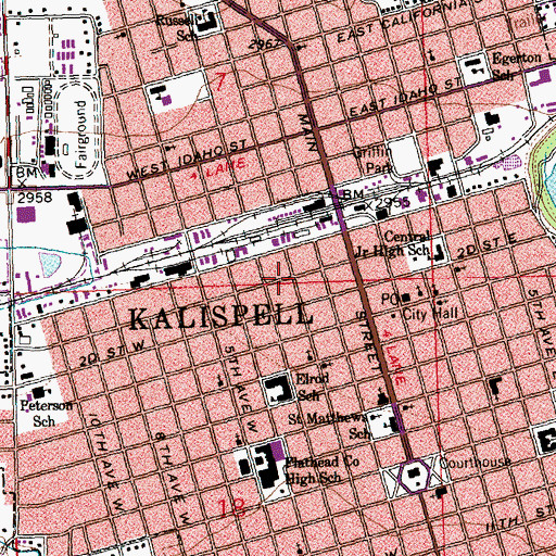 Topographic Map of C and C Beauty College, MT
