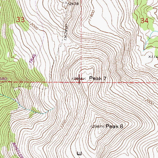 Topographic Map of Peak Seven, CO
