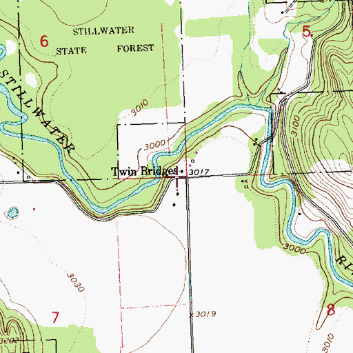Topographic Map of Twin Bridges School (historical), MT