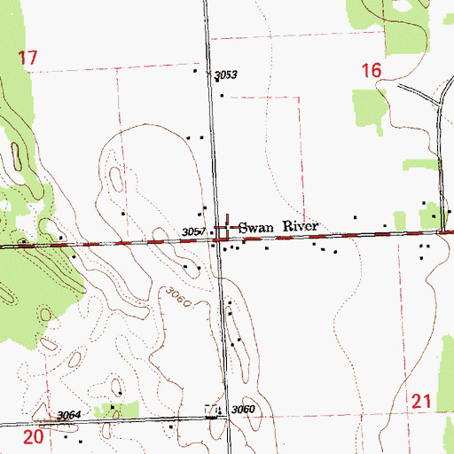 Topographic Map of Swan River School, MT