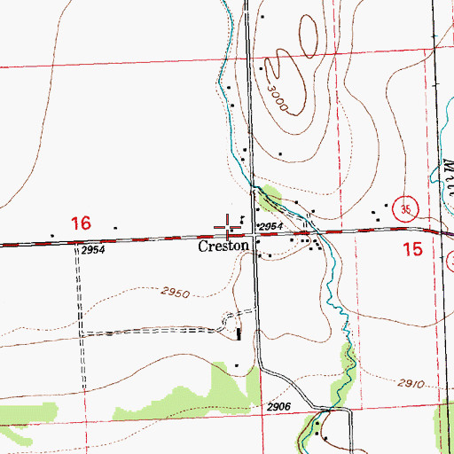 Topographic Map of Creston School, MT