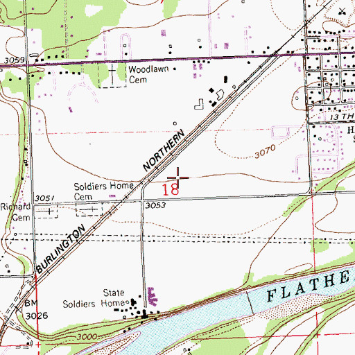 Topographic Map of Columbia Falls Junior High School, MT
