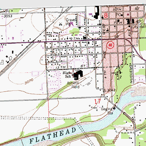 Topographic Map of Columbia Falls High School, MT