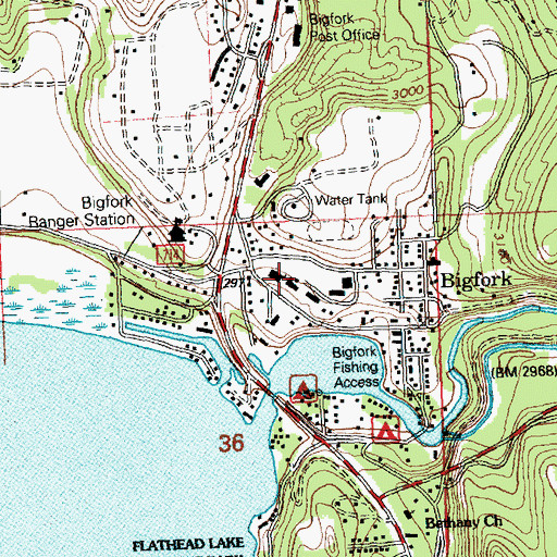 Topographic Map of Bigfork Elementary, MT