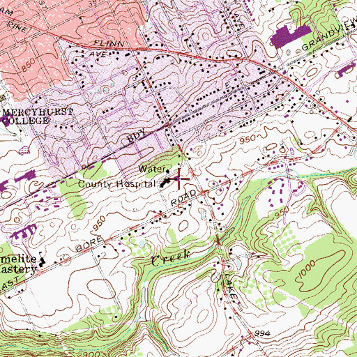 Topographic Map of Pleasant Ridge Manor, PA