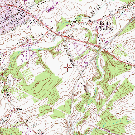 Topographic Map of Belle Valley Elementary School, PA