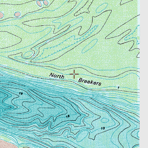 Topographic Map of North Breakers, GA