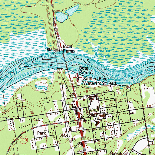 Topographic Map of Satilla River Waterfront Park, GA