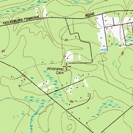 Topographic Map of Whitaker Cemetery, GA