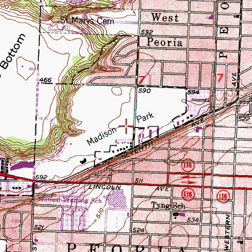 Topographic Map of Madison Park Golf Course, IL