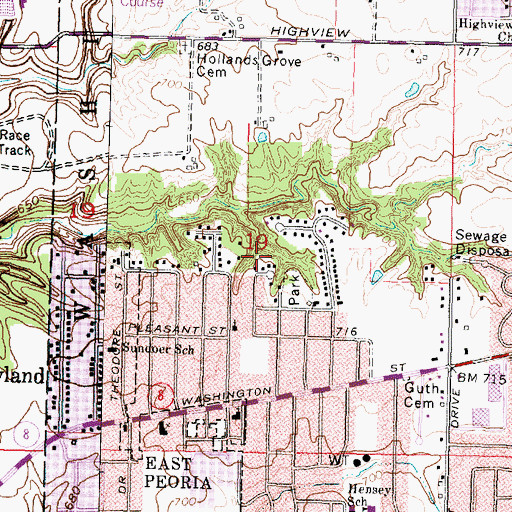Topographic Map of Thomas Park, IL