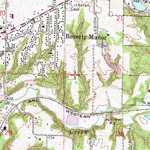 Topographic Map of Meadow Valley Park, IL