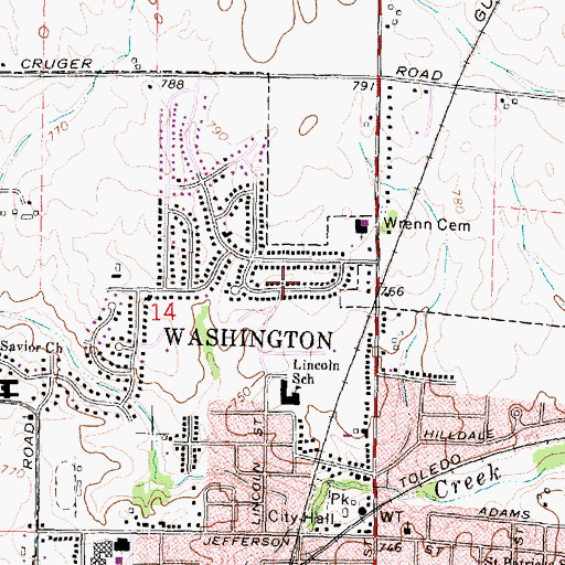 Topographic Map of Washington Park, IL