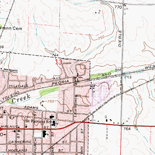 Topographic Map of Birchwood Park, IL
