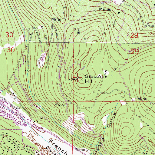 Topographic Map of Gibson Hill, CO