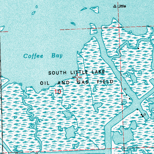 Topographic Map of South Little Lake Oil and Gas Field, LA