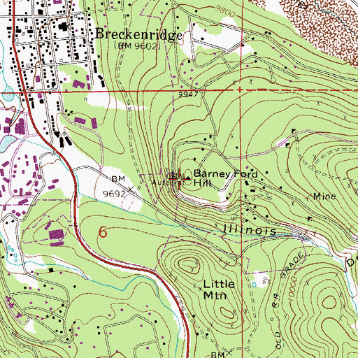 Topographic Map of Barney Ford Hill, CO