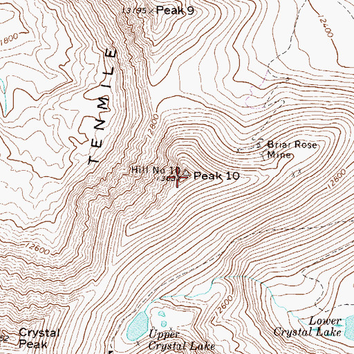 Topographic Map of Peak Ten, CO