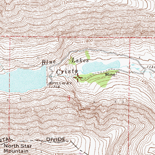 Topographic Map of Blue Lakes, CO