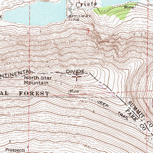 Topographic Map of North Star Mountain, CO