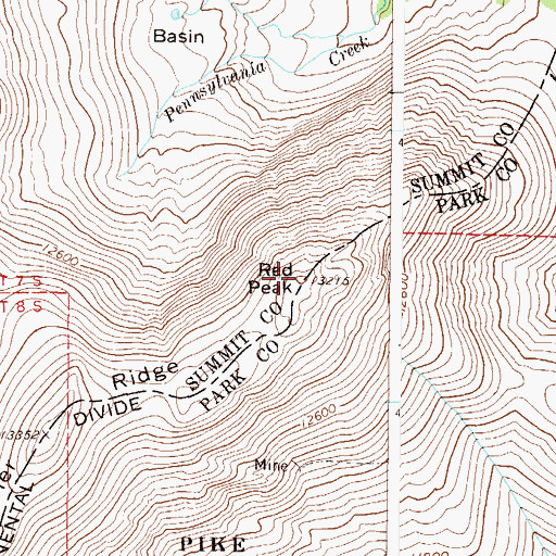 Topographic Map of Red Peak, CO