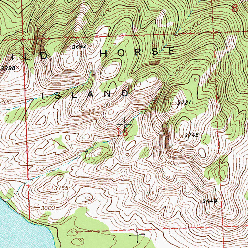 Topographic Map of Flathead Lake State Park - Wild Horse Island Unit, MT