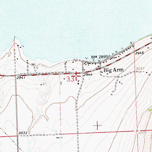 Topographic Map of Big Arm Fire Department, MT