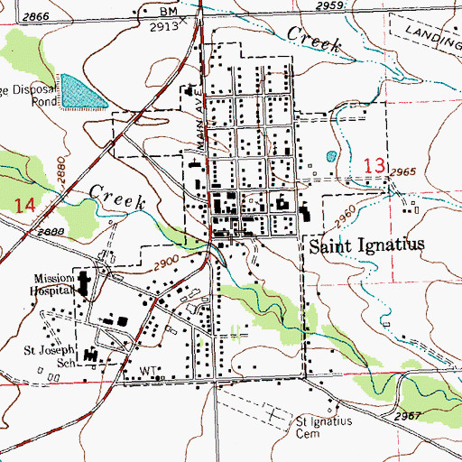 Topographic Map of Saint Ignatius Police Department, MT