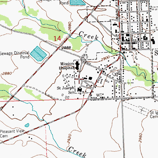 Topographic Map of Saint Ignatius Mission Church, MT