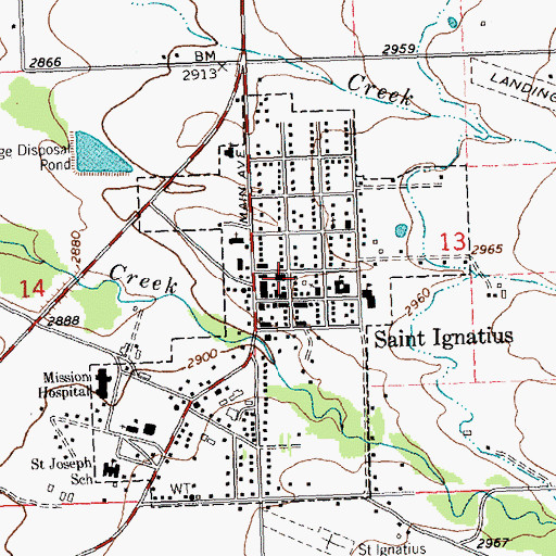 Topographic Map of Saint Ignatius Post Office, MT