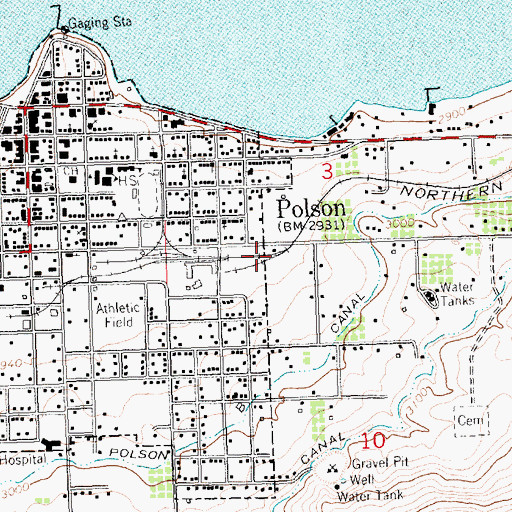 Topographic Map of Polson, MT