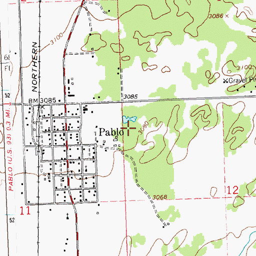 Topographic Map of Two Eagle River School, MT