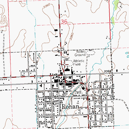 Topographic Map of Ronan High School, MT