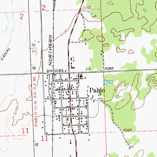 Topographic Map of Pablo Elementary, MT