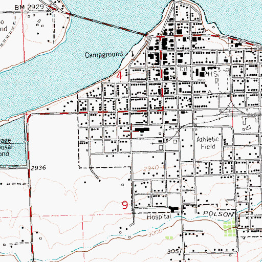 Topographic Map of Cherry Valley School, MT