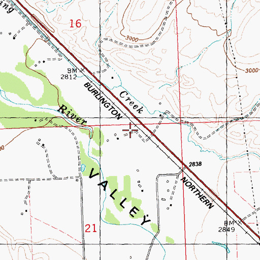 Topographic Map of Flathead (historical), MT