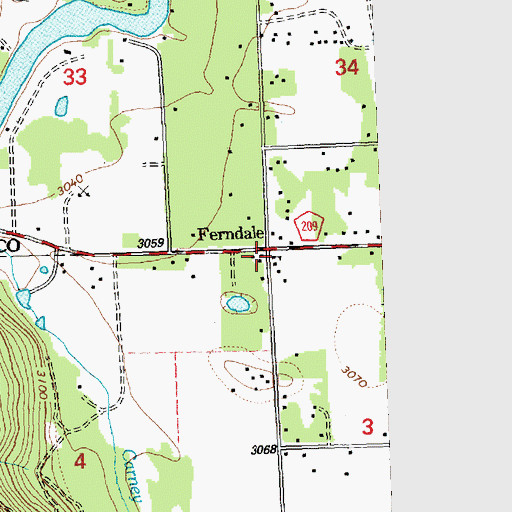 Topographic Map of Ferndale School (historical), MT
