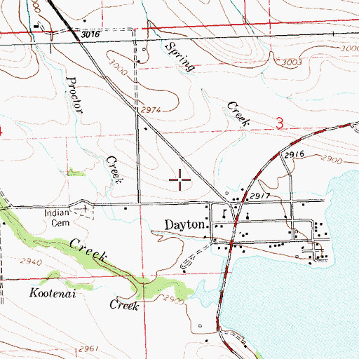 Topographic Map of Dayton Post Office, MT
