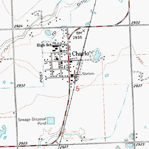 Topographic Map of Charlo, MT