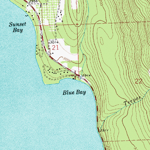 Topographic Map of Blue Bay (historical), MT