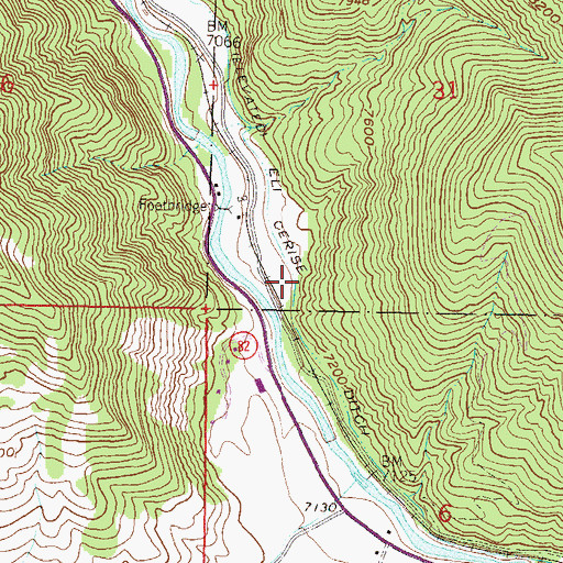 Topographic Map of Eli Cerise Ditch, CO