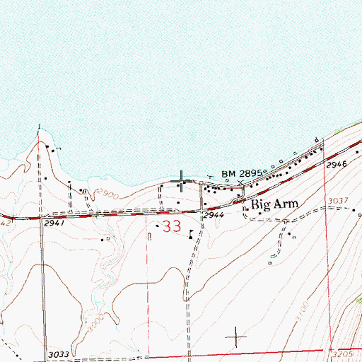 Topographic Map of Big Arm School (historical), MT