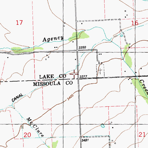 Topographic Map of Flat Head Post Office (historical), MT