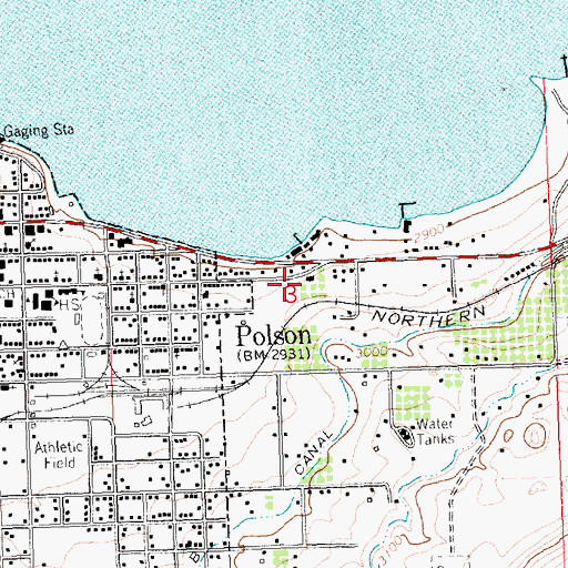 Topographic Map of Polson Community Church, MT
