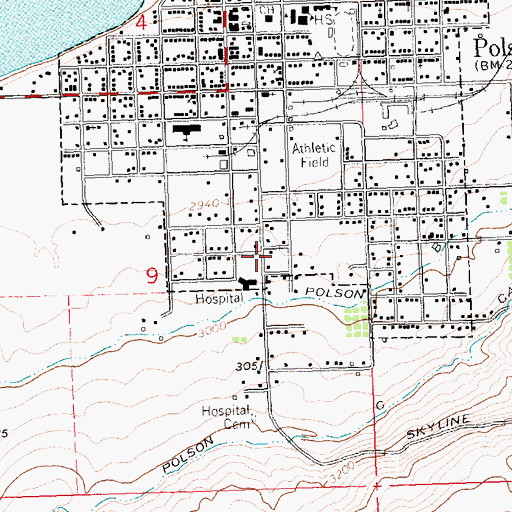 Topographic Map of Polson Family Medical Clinic, MT