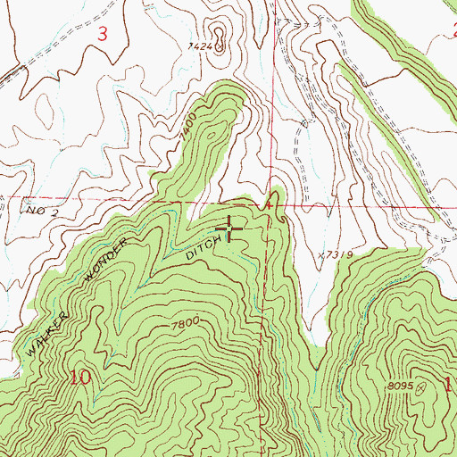 Topographic Map of Walker Wonder Ditch, CO