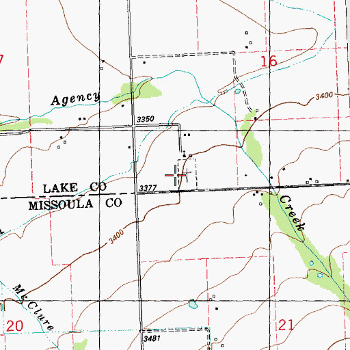 Topographic Map of Jocko Valley Cemetery, MT