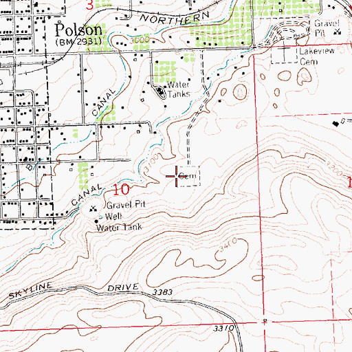 Topographic Map of Beauvais Decker Catholic Cemetery, MT